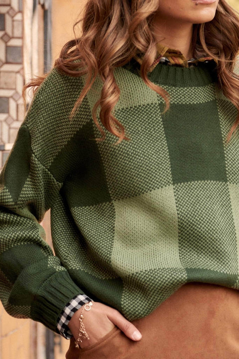 Checkered Past Plaid Knit Sweater - ShopPromesa