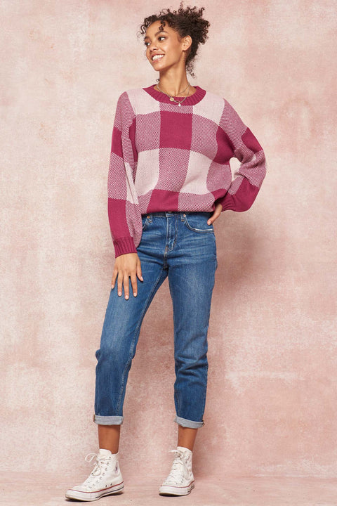 Checkered Past Plaid Knit Sweater - ShopPromesa