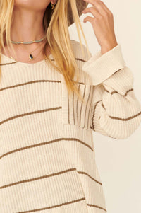 Parallel Lives Oversized Striped Pocket Sweater - ShopPromesa