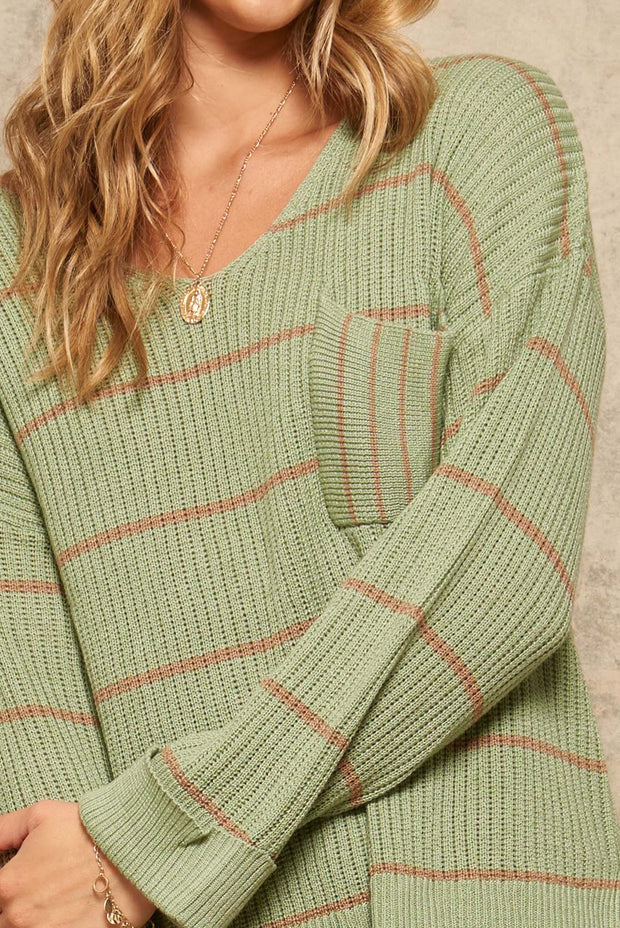 Parallel Lives Oversized Striped Pocket Sweater - ShopPromesa