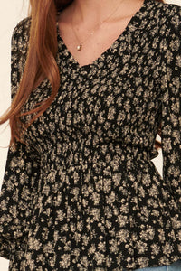 Enchanted Melody Smocked Floral Peasant Top - ShopPromesa