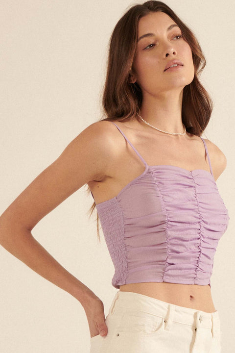 Bold Type Ruched Satin Cropped Cami Top - ShopPromesa