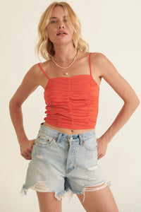 Bold Type Ruched Satin Cropped Cami Top - ShopPromesa