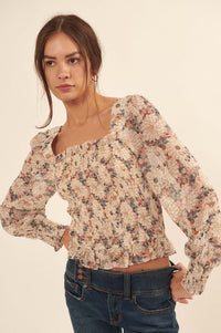 Embraceable You Smocked Floral Peasant Top - ShopPromesa