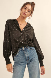 Let It Sparkle Diamond-Print Satin Shirt - ShopPromesa