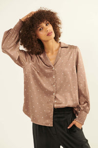 Let It Sparkle Diamond-Print Satin Shirt - ShopPromesa