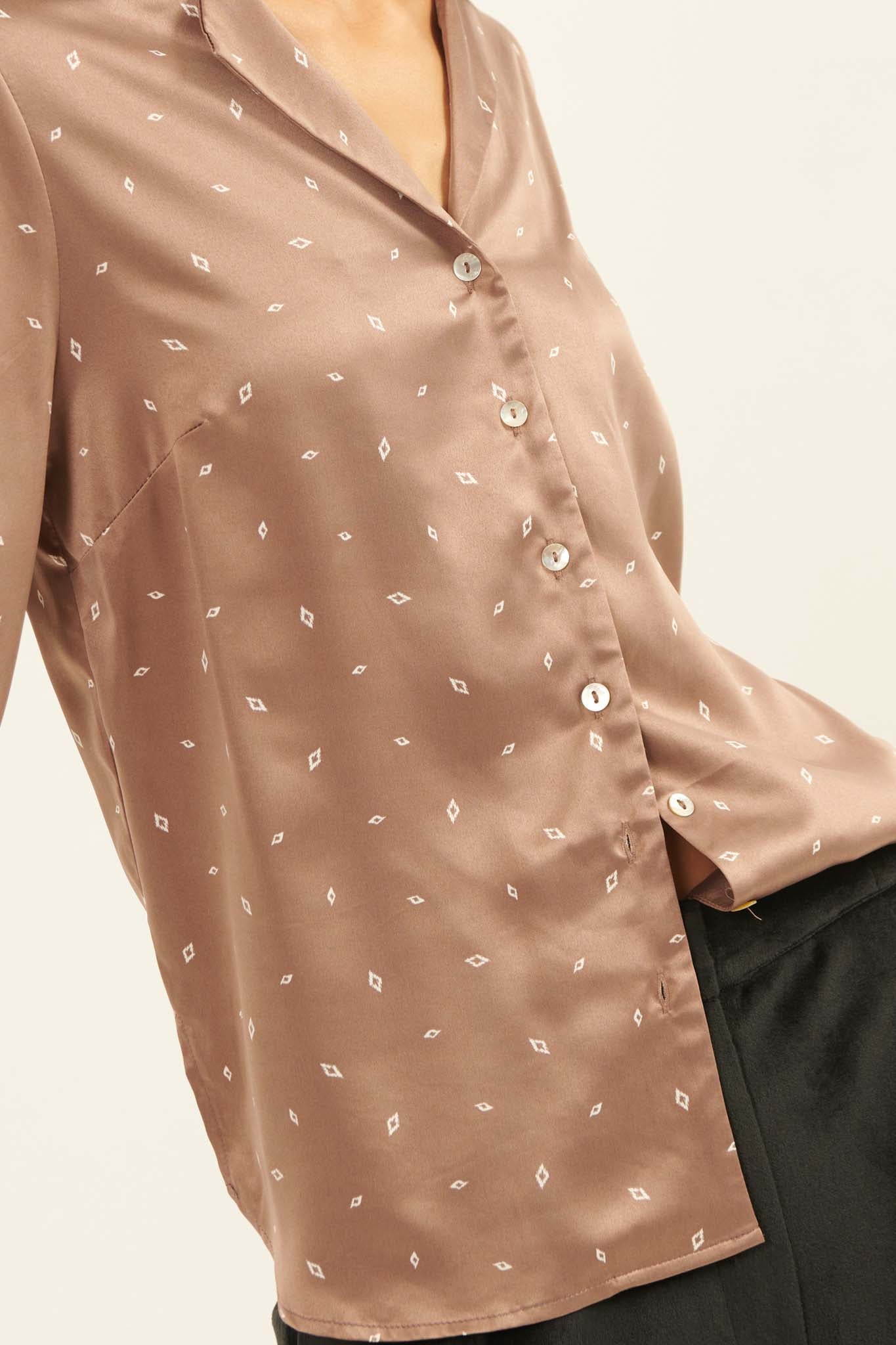 Let It Sparkle Diamond-Print Satin Shirt - ShopPromesa