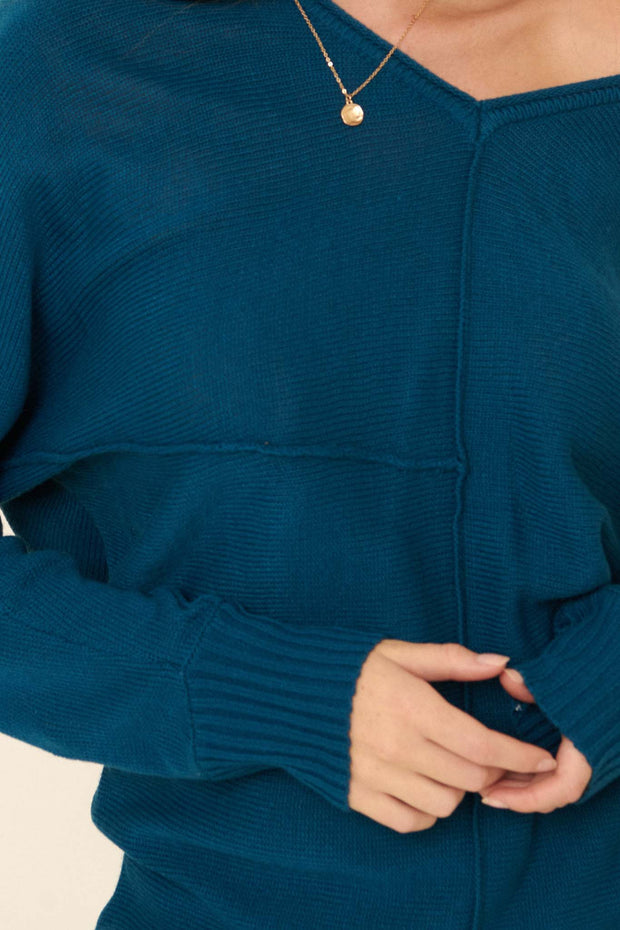 Seams to Me V-Neck Exposed Seam Sweater - ShopPromesa