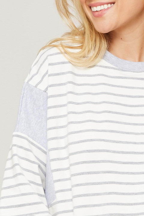 Comfort Zone Striped Colorblock Sweatshirt - ShopPromesa