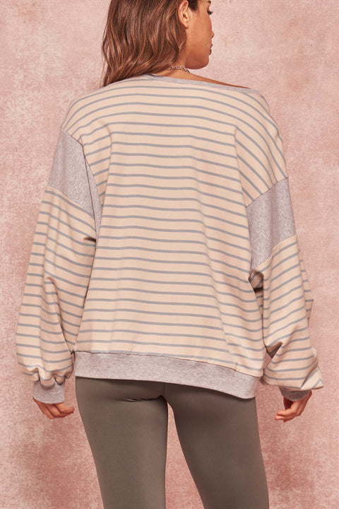 Comfort Zone Striped Colorblock Sweatshirt - ShopPromesa