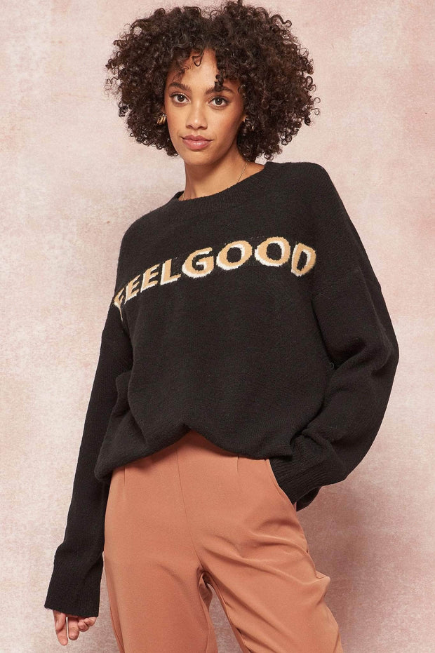 Feel Good Oversized Graphic Knit Sweater - ShopPromesa