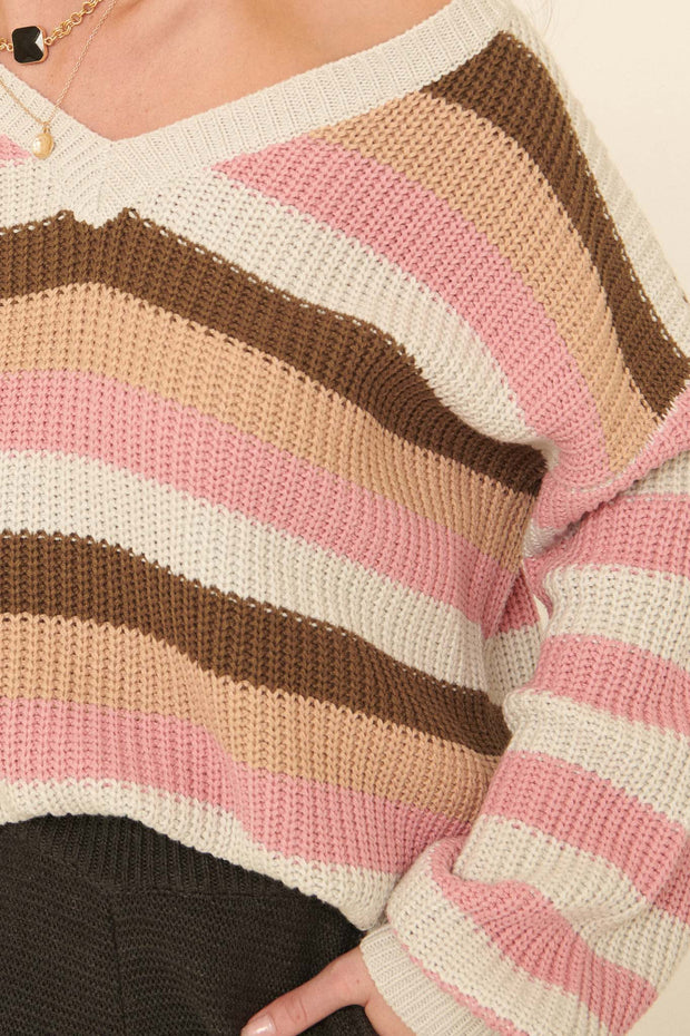 Just Imagine Multicolor Striped V-Neck Sweater - ShopPromesa