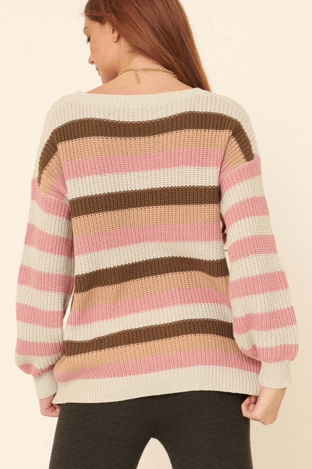 Just Imagine Multicolor Striped V-Neck Sweater - ShopPromesa