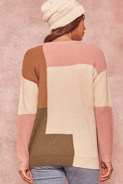Out the Box Geometric Colorblock Sweater - ShopPromesa