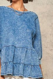 Too Cute Ruffled 3/4-Sleeve Babydoll Sweatshirt - ShopPromesa