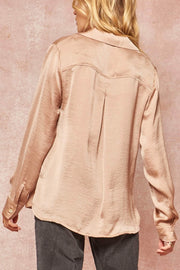 Satin Dreams Textured Charmeuse Pocket Shirt - ShopPromesa