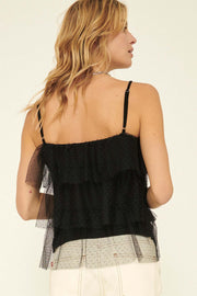 Frill Seeker Tiered Ruffled Tulle Cami Top - ShopPromesa