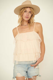 Frill Seeker Tiered Ruffled Tulle Cami Top - ShopPromesa