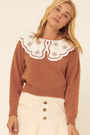 Polite Society Eyelet Lace Collar Sweater - ShopPromesa