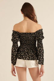 Country Orchard Smocked Floral Off-Shoulder Top - ShopPromesa