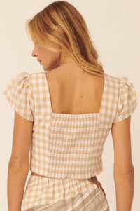 Sugar and Spice Gingham Cutout Crop Top - ShopPromesa