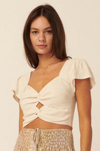 Miss Heart Throb Bow-Front Cutout Crop Top - ShopPromesa