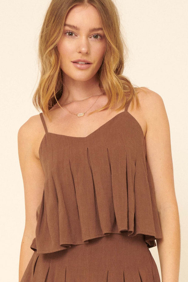Wind Tossed Pleated Linen-Blend Cami Top - ShopPromesa