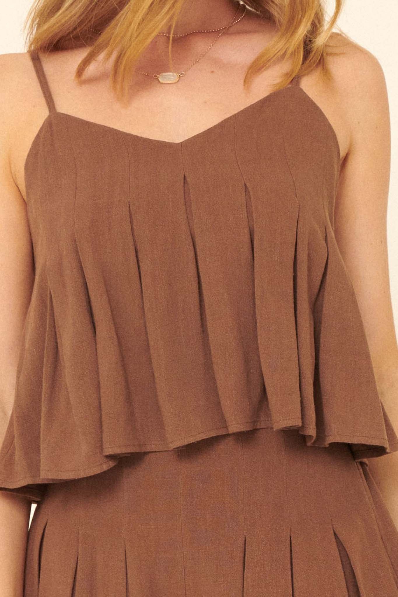 Wind Tossed Pleated Linen-Blend Cami Top - ShopPromesa