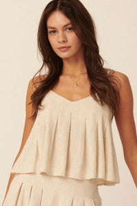 Wind Tossed Pleated Linen-Blend Cami Top - ShopPromesa