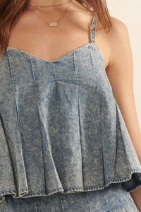 Top of the World Pleated Denim Cami Top - ShopPromesa