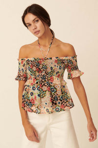 Let It Grow Smocked Floral Off-Shoulder Top - ShopPromesa