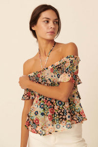 Let It Grow Smocked Floral Off-Shoulder Top - ShopPromesa