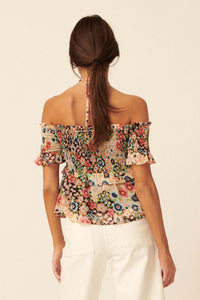 Let It Grow Smocked Floral Off-Shoulder Top - ShopPromesa