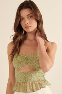 Summer Breeze Cropped Floral Cutout Cami Top - ShopPromesa