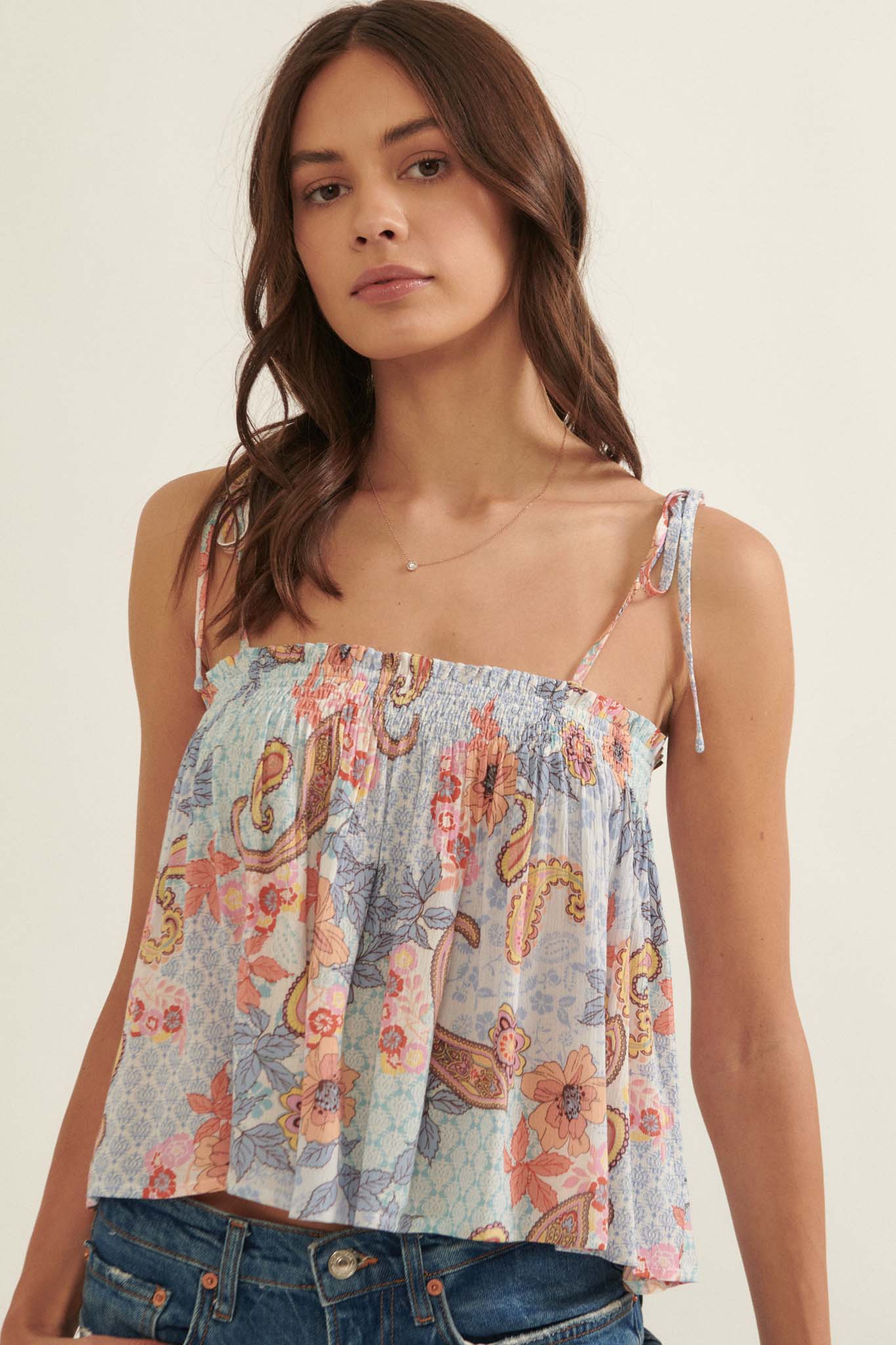 Favorite Fantasy Smocked Paisley Cami Top - ShopPromesa