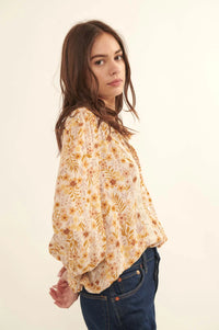 Amber Blooms Lace-Trim Floral Button-Up Shirt - ShopPromesa