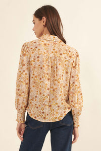 Amber Blooms Lace-Trim Floral Button-Up Shirt - ShopPromesa