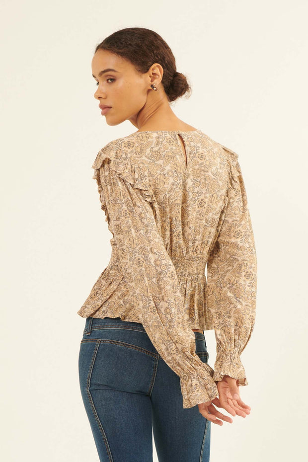 Groovy Kind of Love Ruffled Floral Peasant Top - ShopPromesa