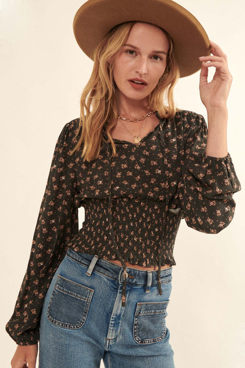 Flowers Forever Smocked Floral Peasant Top - ShopPromesa