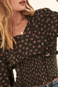 Flowers Forever Smocked Floral Peasant Top - ShopPromesa