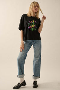 Prismatic Blooms Vintage-Print Flower Graphic Tee - ShopPromesa