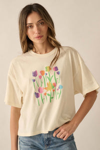 Prismatic Blooms Vintage-Print Flower Graphic Tee - ShopPromesa