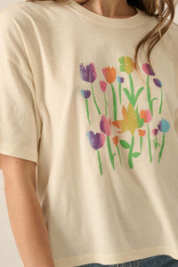 Prismatic Blooms Vintage-Print Flower Graphic Tee - ShopPromesa