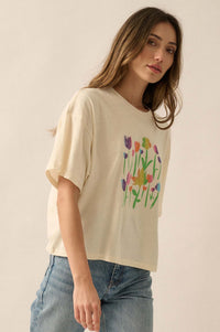 Prismatic Blooms Vintage-Print Flower Graphic Tee - ShopPromesa