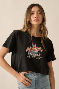 AC/DC In Rock We Trust Cropped Graphic Tee - ShopPromesa