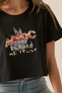 AC/DC In Rock We Trust Cropped Graphic Tee - ShopPromesa