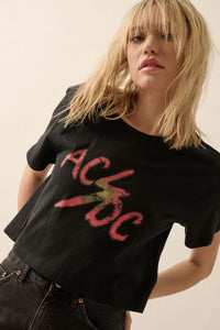 AC/DC Vintage Logo Cropped Graphic Tee - ShopPromesa