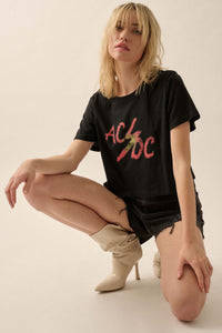 AC/DC Vintage Logo Cropped Graphic Tee - ShopPromesa