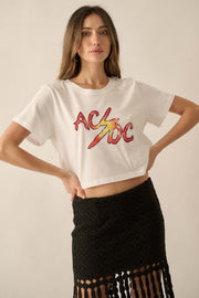 AC/DC Vintage Logo Cropped Graphic Tee - ShopPromesa