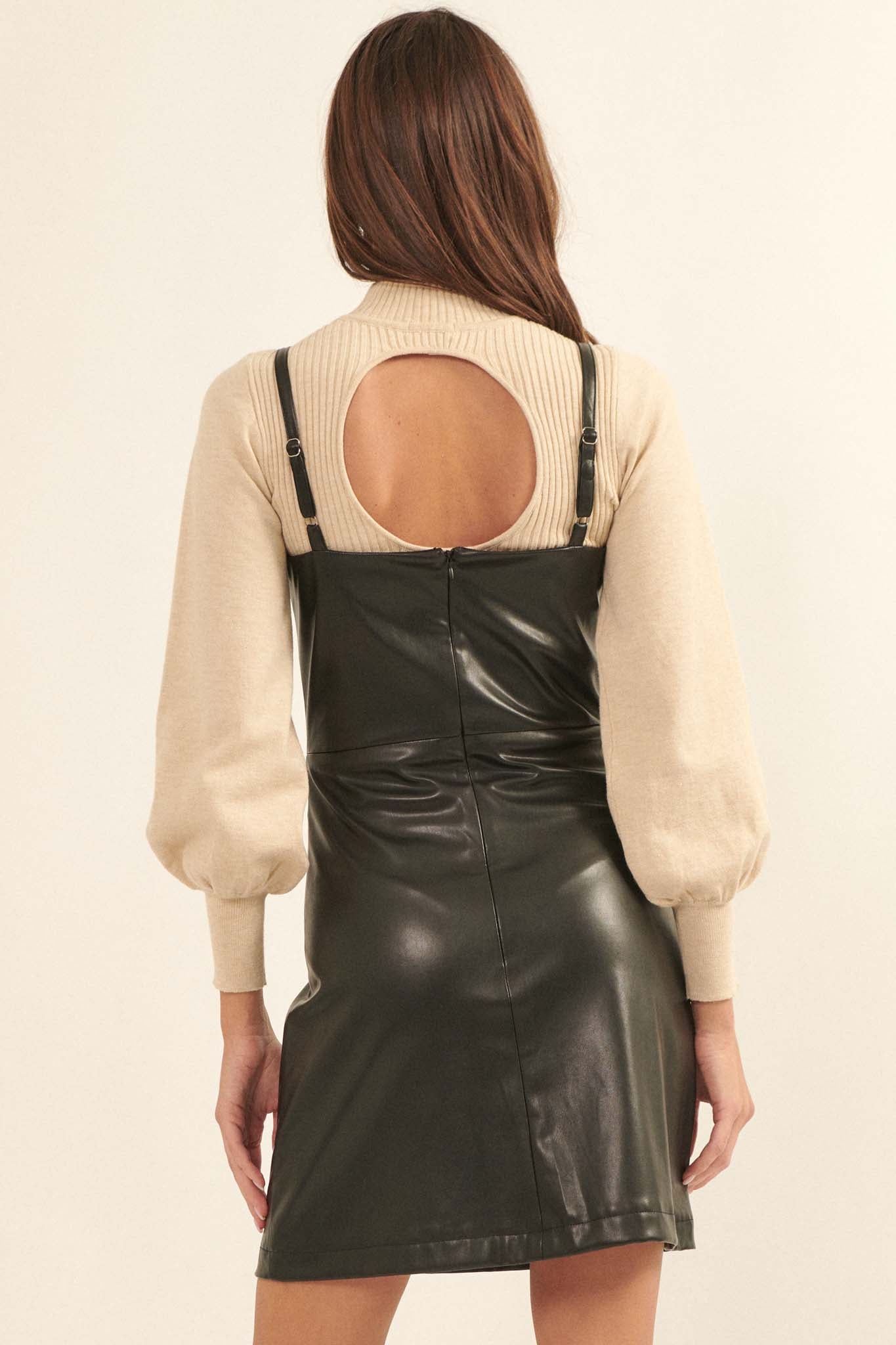 Pleather Principle Vegan Leather Mini Dress - ShopPromesa